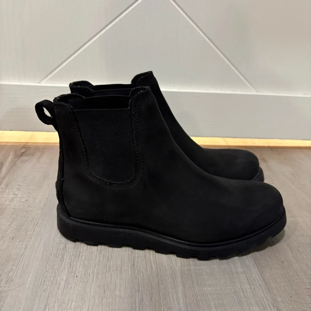 SOREL Ainsley Chelsea Black Waterproof Leather Ankle Winter‎ Boot Size 6 Women's - Picture 4 of 8
